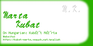 marta kubat business card